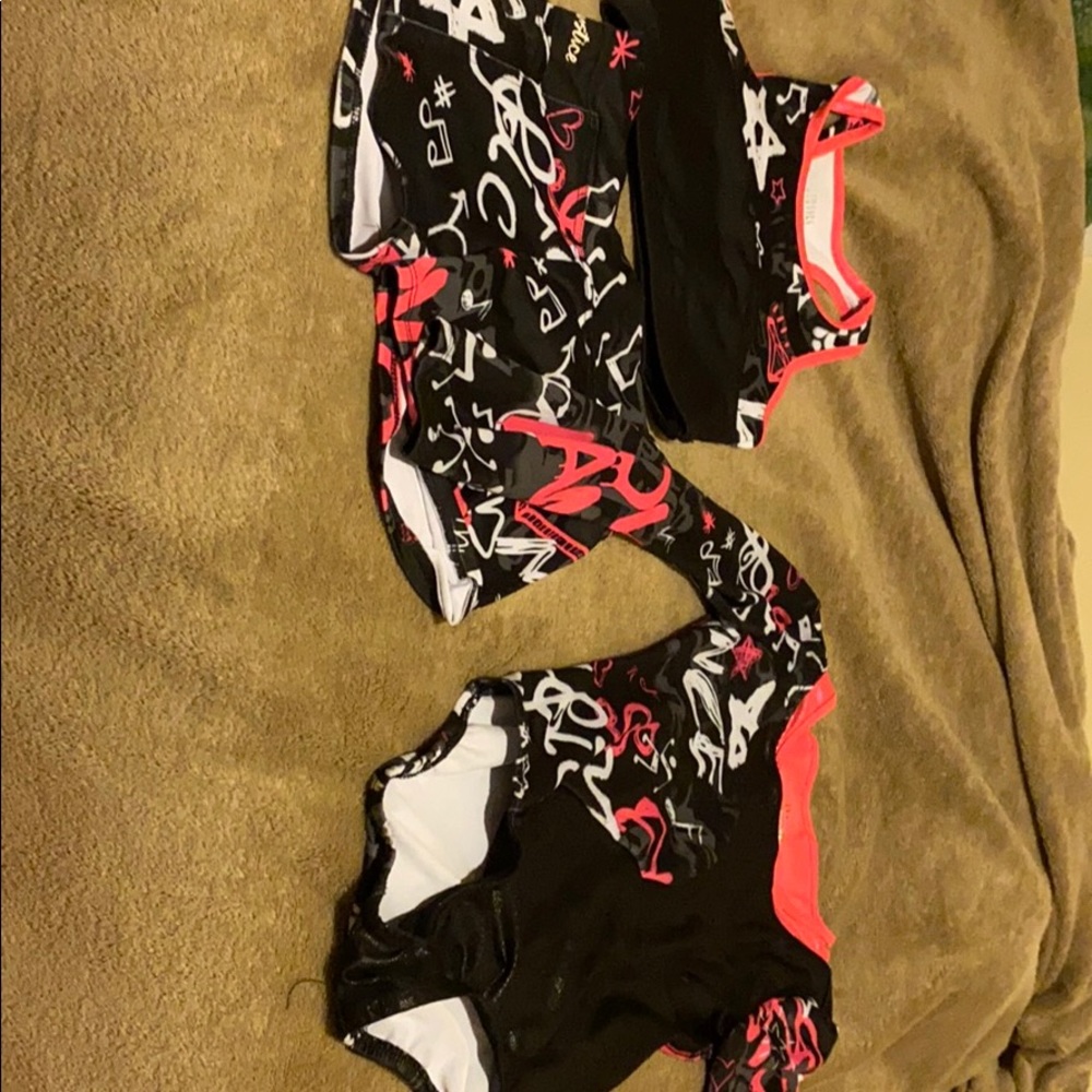 Leotard,Sports Bra,and Shorts set.